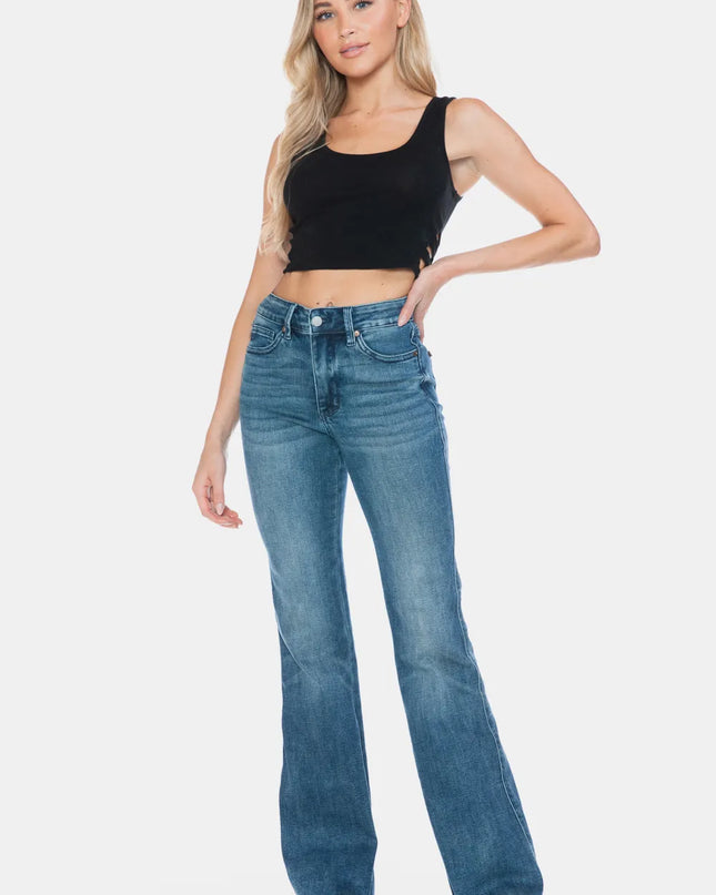 Judy Blue Full Size Tummy Control Cut Hem Flare Jeans