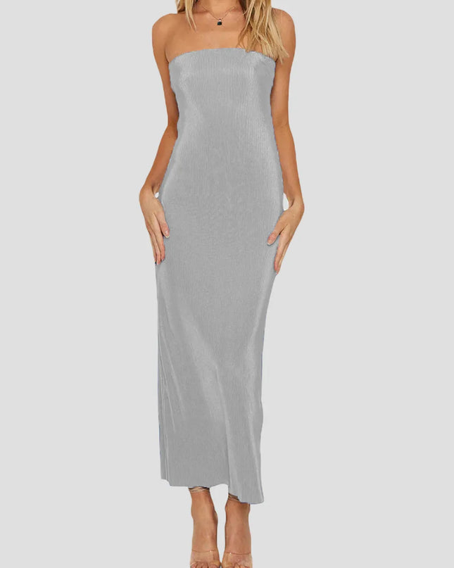 Lace-Up Back Tube Maxi Dress 