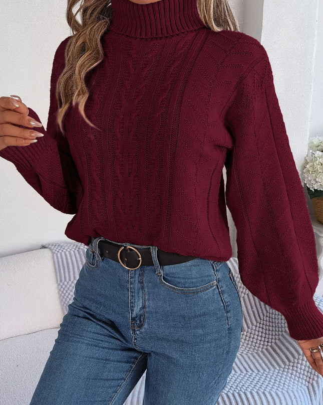 Cable-Knit Turtleneck Sweater