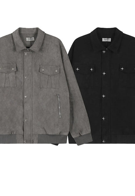 Men's Collared Neck Long Sleeve Jacket