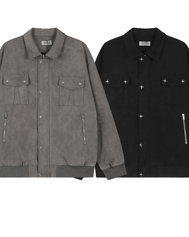 Men's Collared Neck Long Sleeve Jacket