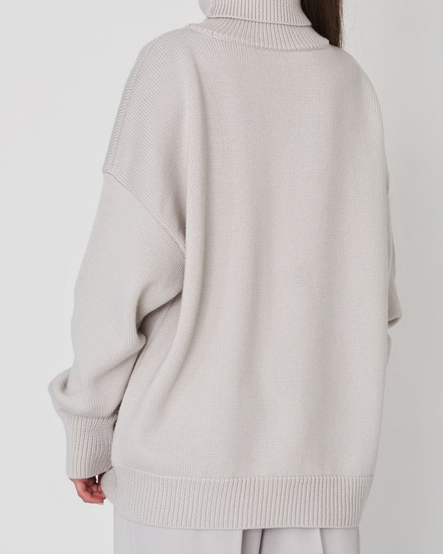 Turtle Neck Dropped Shoulder Sweater