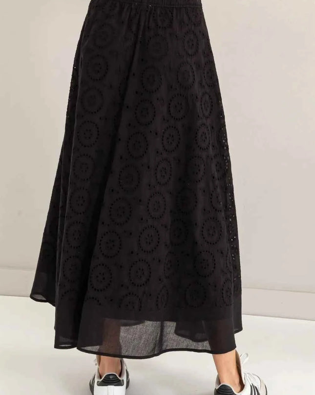 HYFVE Eyelet High-Waist Midi Skirt