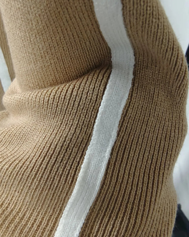 Striped Round Neck Long Sleeve Maxi Knit Dress