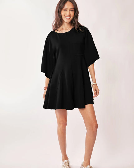Davi & Dani Solid Draped Sleeve Ties Back Skort Romper