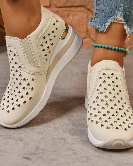 Breathable Cutout Wedge Sneakers 