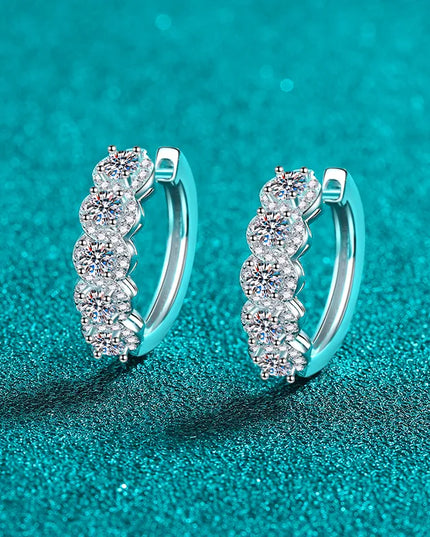 1 Carat Moissanite Zircon 925 Sterling Silver Huggie Earrings 