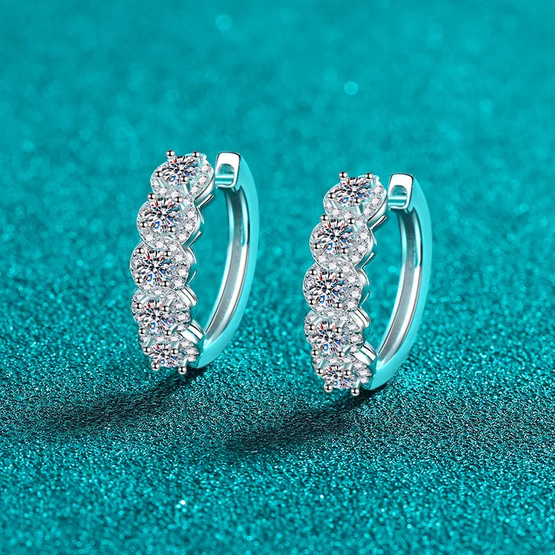 1 Carat Moissanite Zircon 925 Sterling Silver Huggie Earrings Silver One Size