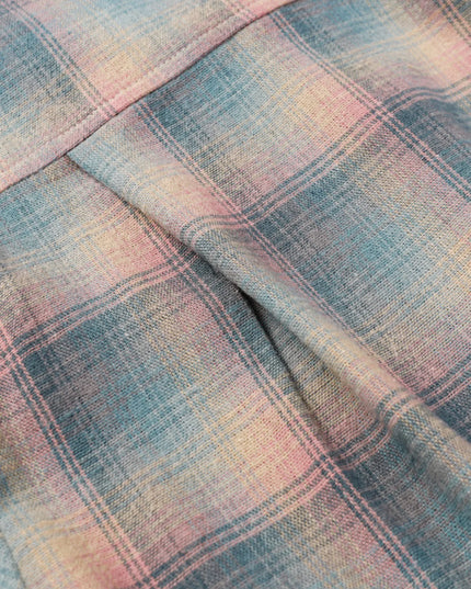 Men's Drawstring Plaid Button Up Hooded Shirt