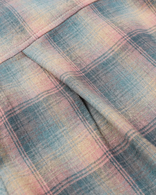 Men's Drawstring Plaid Button Up Hooded Shirt