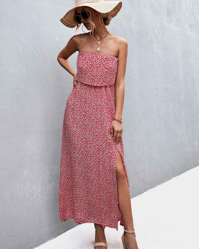 Strapless Split Maxi Dress