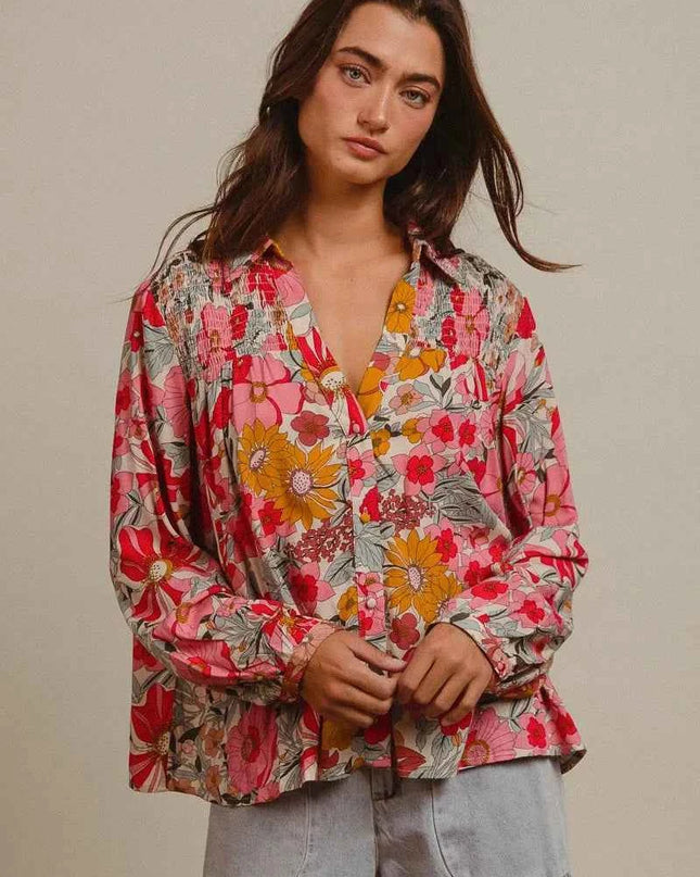 BiBi Woven Floral Printed Shirt Top