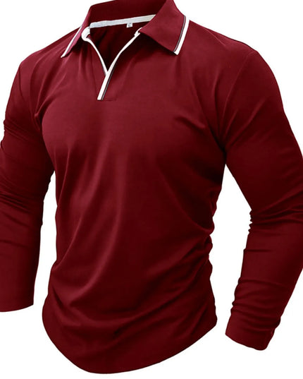 Men's Classic Long Sleeve Polo Shirt Burgundy