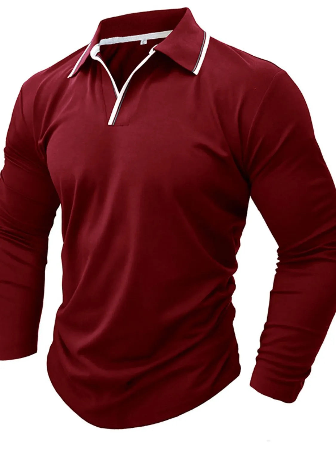 Men's Classic Long Sleeve Polo Shirt Burgundy