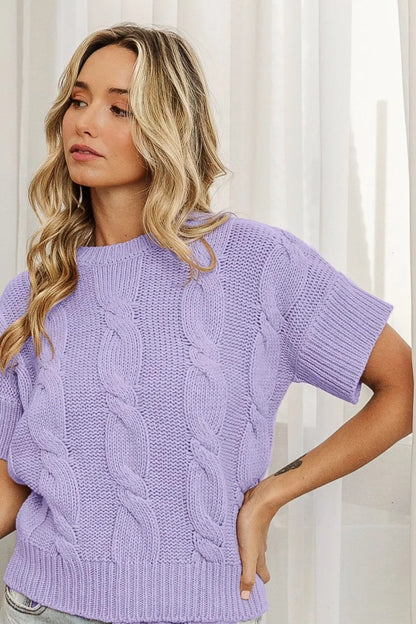 BiBi Cable Knit Textured Sweater Top LAVENDER