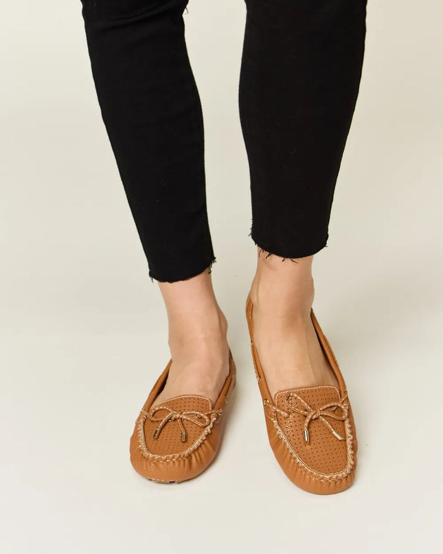Forever Link Bow Decor Flat Loafers TAN