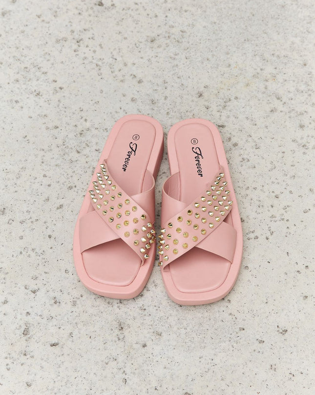 Forever Link Studded Cross Strap Sandals in Blush