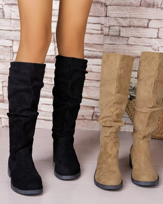 Round Toe Block Heels Boots