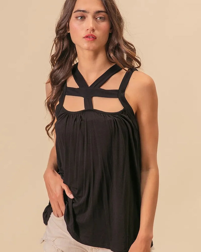 BiBi Rayon Span Jersey Cut Out with Straps Detailed 