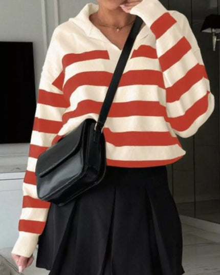 Striped Dropped Shoulder Knit Top