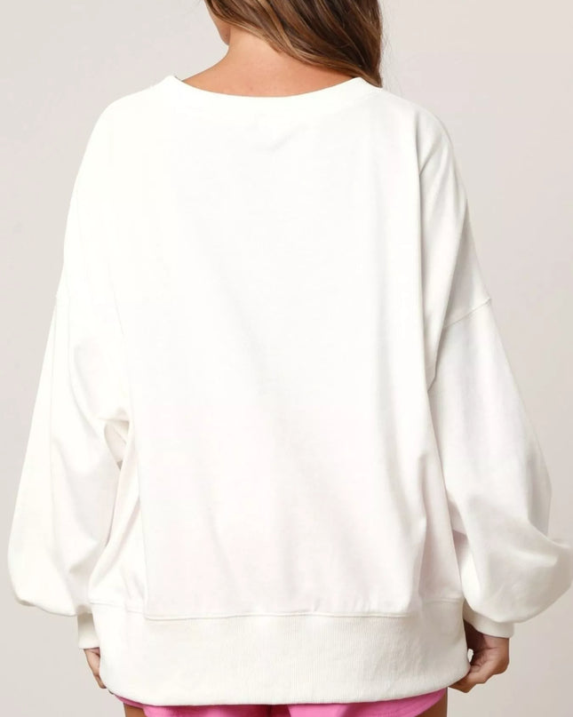 Sequin Boots Color Block Sweatshirt