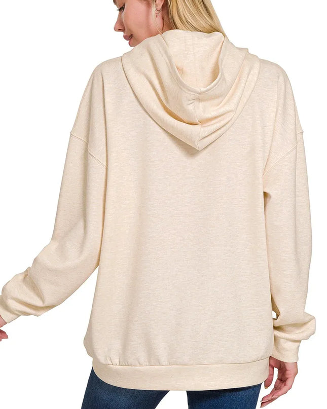 Zenana Oversized Scuba Hoodie with Kangaroo Pocket