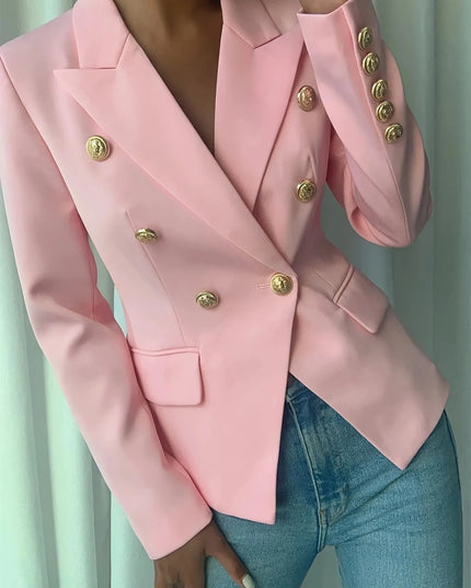 Decor Button Lapel Collar Blazer