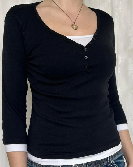 Contrast Trim Long Sleeve T-Shirt