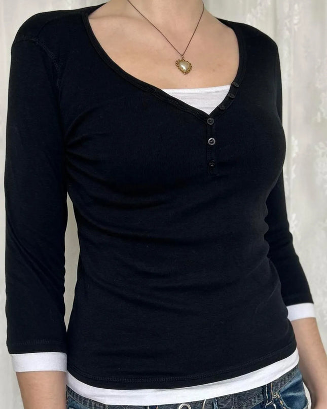 Contrast Trim Long Sleeve T-Shirt