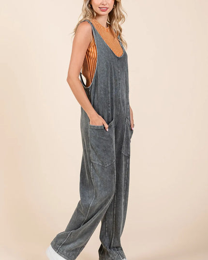 Mittoshop Mineral Wash Relaxed Fit Sleeveless Harem Jumpsuit