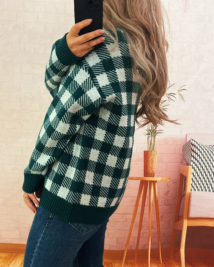 Plaid Button-Down Cardigan