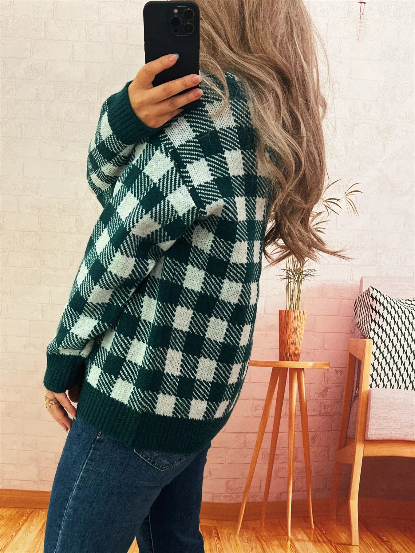 Plaid Button-Down Cardigan