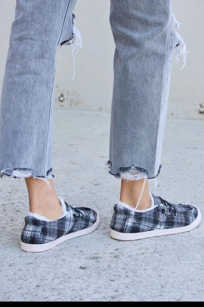 Forever Link Plaid Plush Flat Sneakers