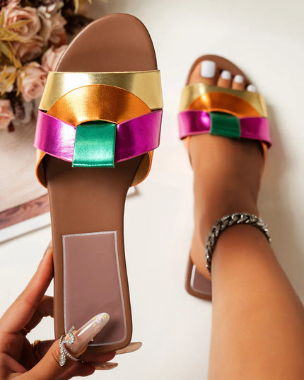 Open Toe Woven Leather Flats Sandals 