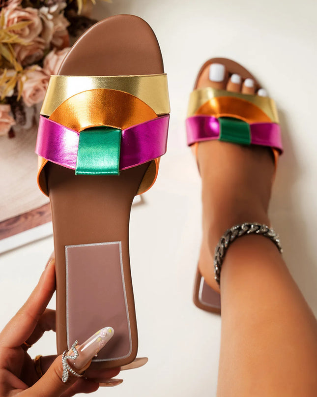 Open Toe Woven Leather Flats Sandals 