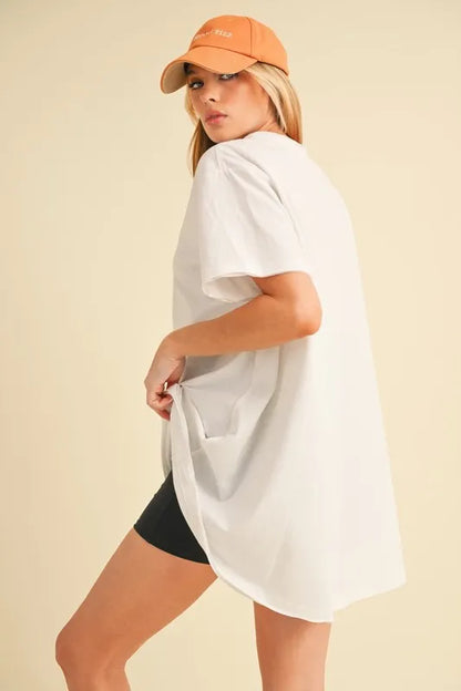 Aemi+Co Round Neck Short Sleeve Oversized T-Shirt