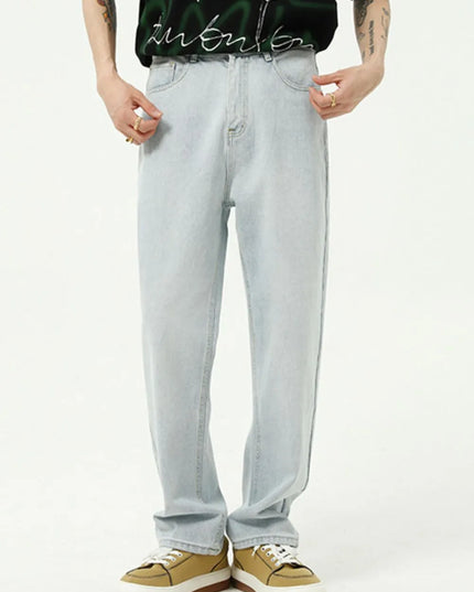 Washed Straight-Leg Slim Jeans Light