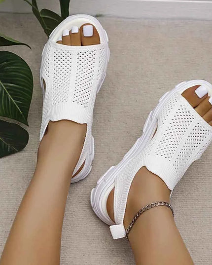 Peep Toe Cutout Mesh Sandals