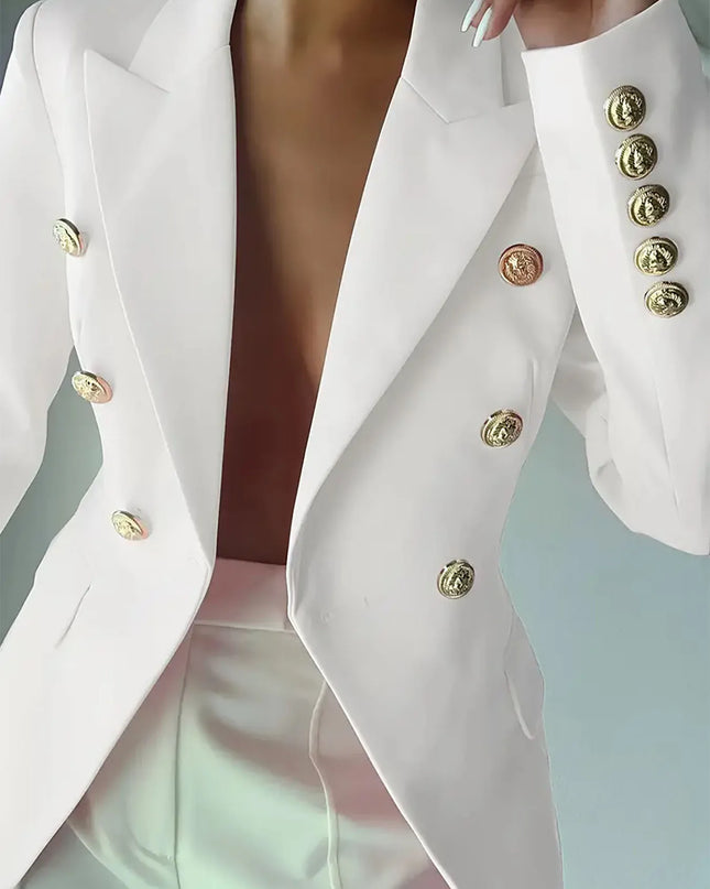 Decor Button Lapel Collar Blazer