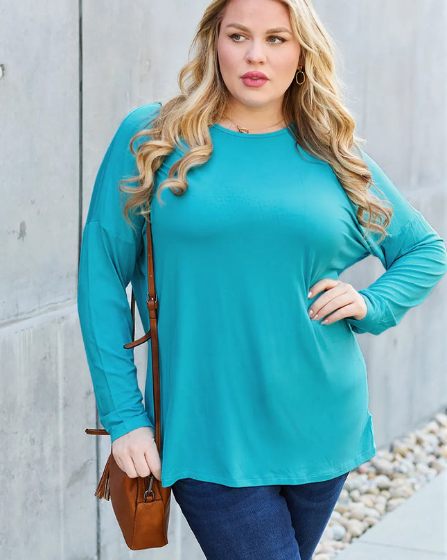 Basic Bae Full Size Round Neck Dropped Shoulder T-Shirt