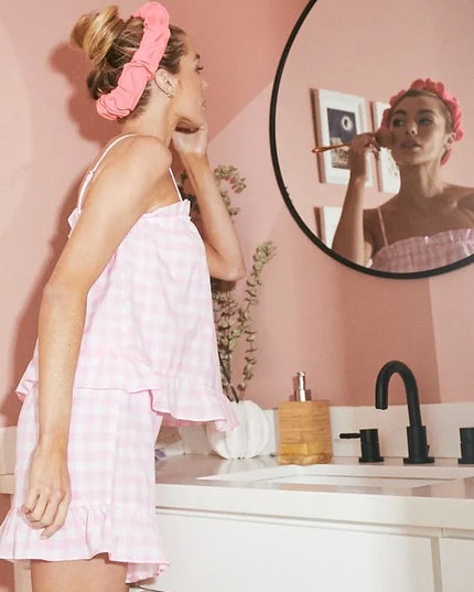 Lime 'N' Chili Gingham Ruffle Trim Cami and Shorts Pajama Set