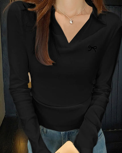 Johnny Collar Long Sleeve T-Shirt Black