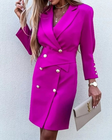 Double-Breasted Lapel Collar Longline Blazer
