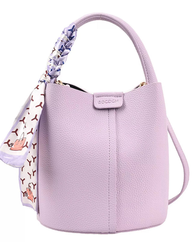 Bucket Crossbody Bag with Scarf Accent