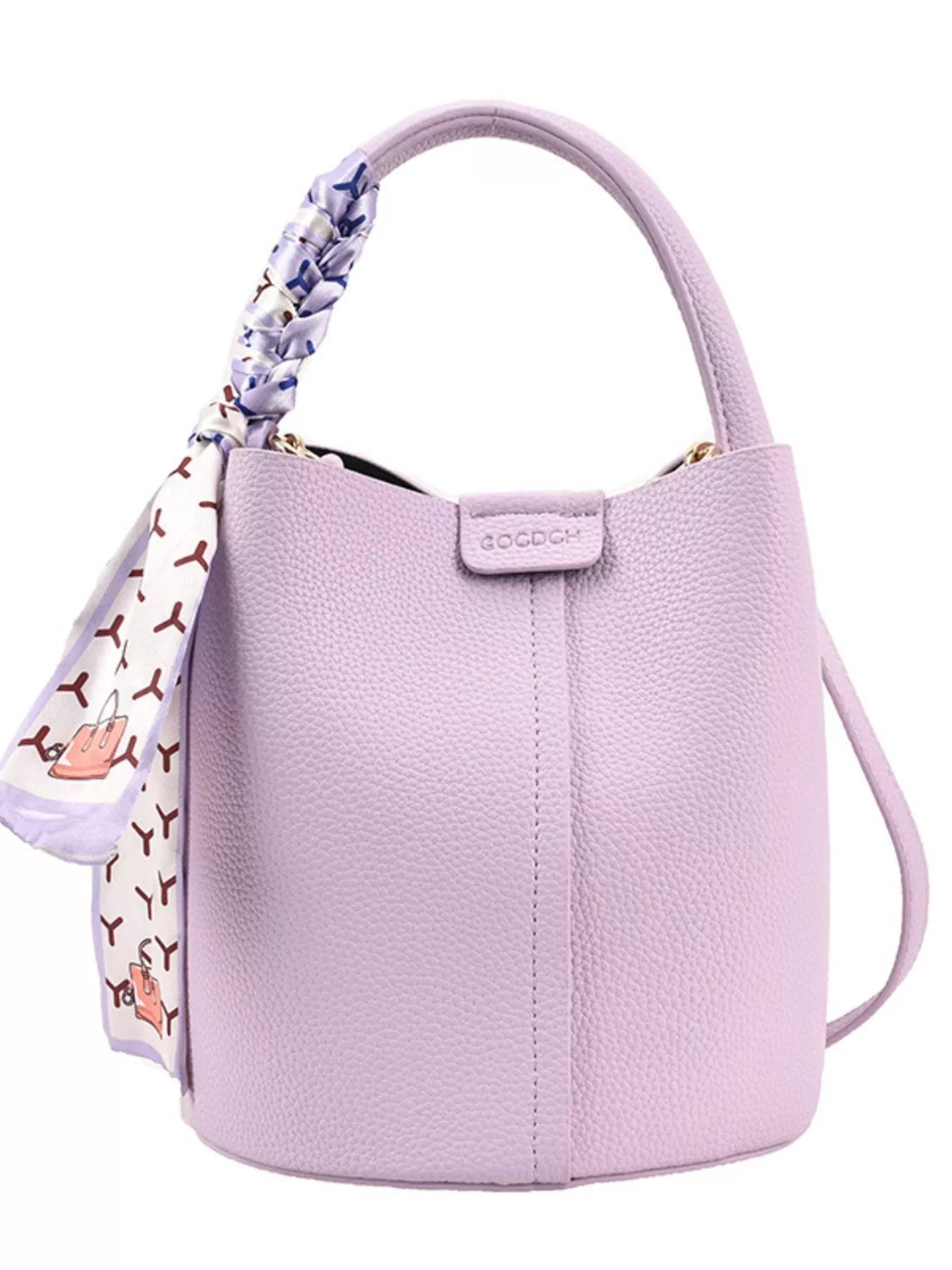 Bucket Crossbody Bag with Scarf Accent