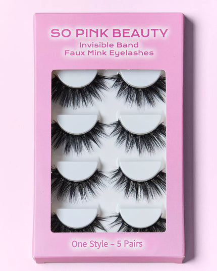SO PINK BEAUTY Faux Mink Eyelashes 5 Pairs 