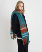 Blue/Orange/White plaid / One Size