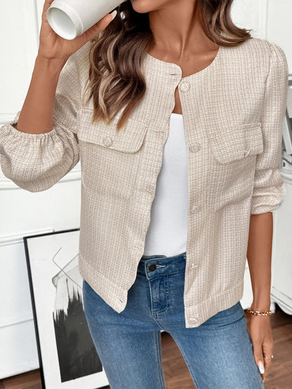 Button-Front Jacket with Pocket Details