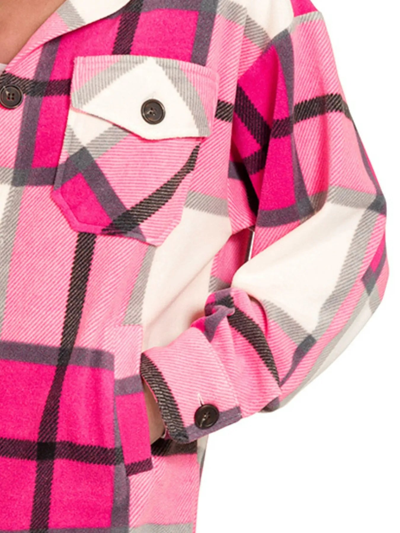 Zenana Oversized Plaid Fleece Shacket
