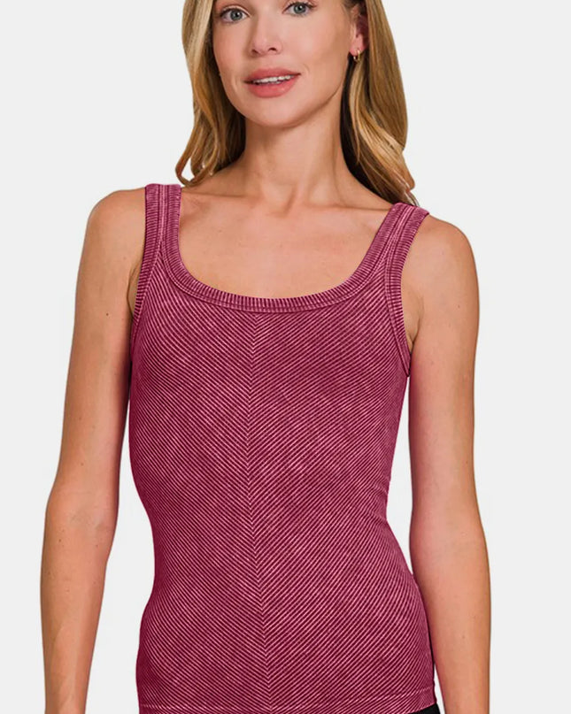 Zenana Ribbed Scoop Neck Tank